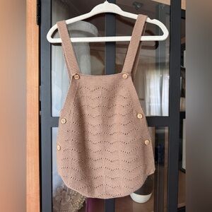 Zara Kids crochet knit romper bubble overalls onesie baby boy girl beige unisex